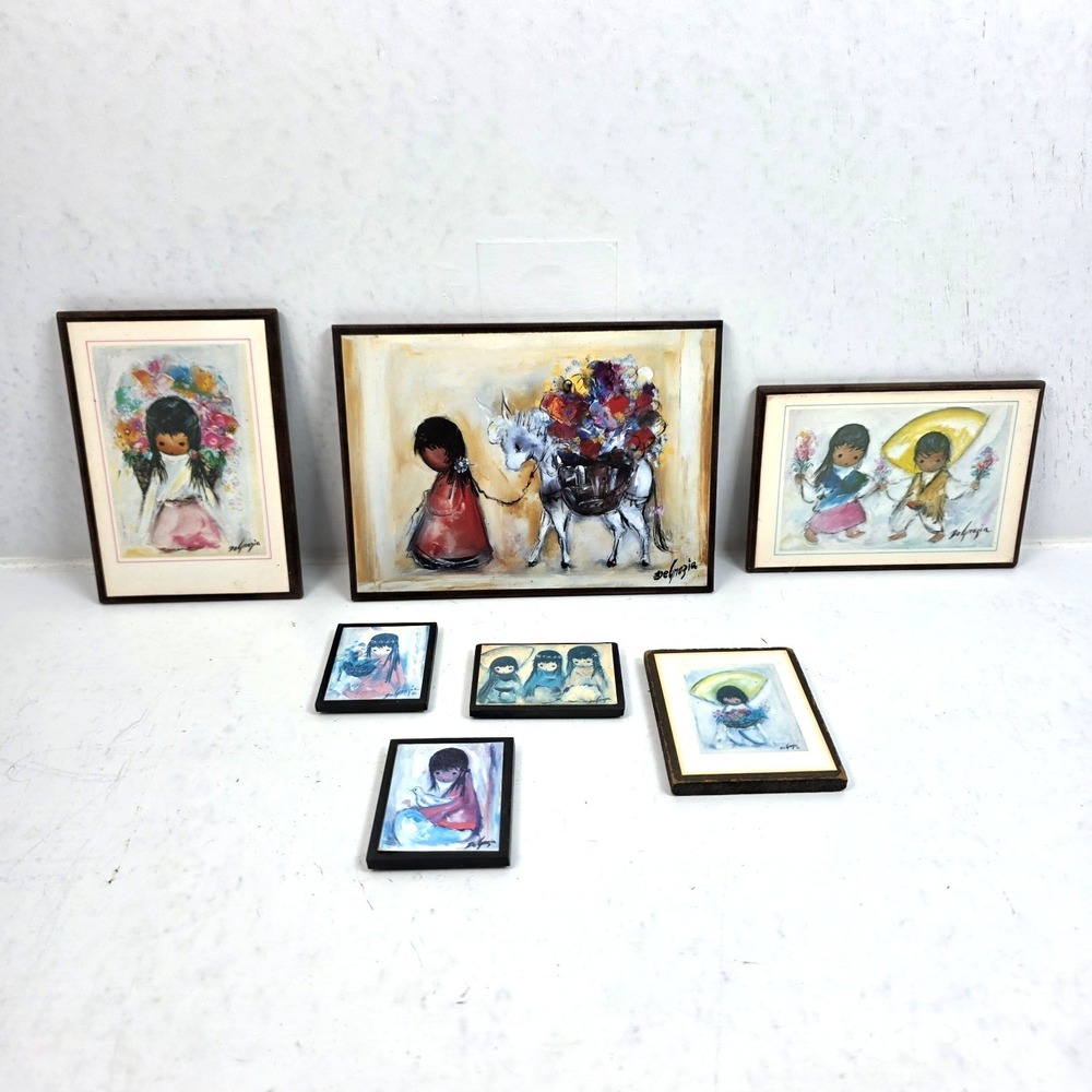 Vtg Ted DeGrazia Mini Wood Art Plaques  Lot of 7 Southwest Native Children Decor